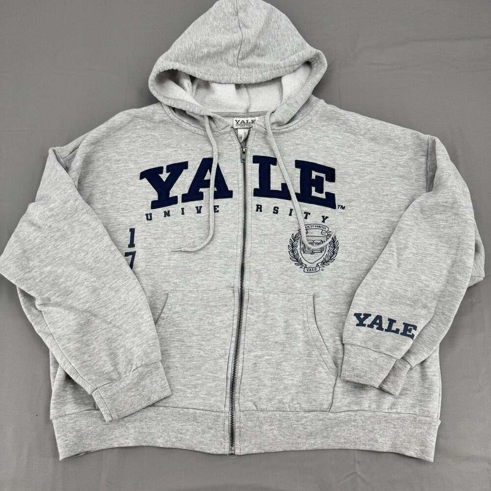 Yale University Gray Full Zip Hoodie Sweatshirt XL